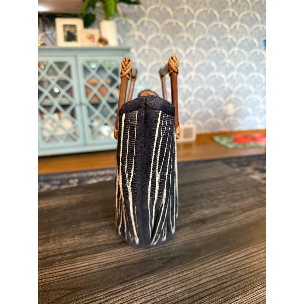 Artisan Made Wooden Handled Abstract Purse - Picture 6 of 6